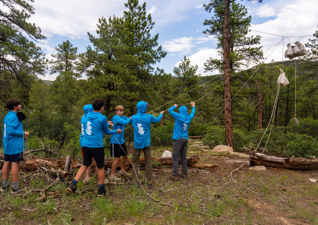 Troop 5 2025 June Philmont Bear Bag Teamwork